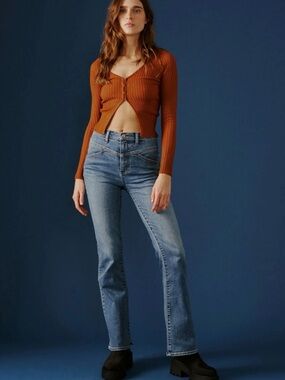 PAIGE Straight Leg Jeans in Medium Blue Wash